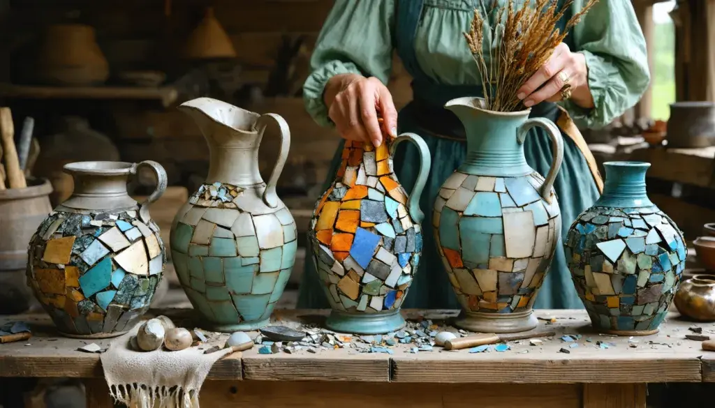 Arabella Walker Crafts Five Memory Jugs from Farm Shards in Late 1800s